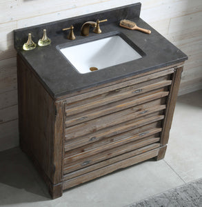 Legion Furniture 36" Wood Sink Vanity Match in Brown Rustic with Marble Wh 5136" Top -No Faucet - WH8436