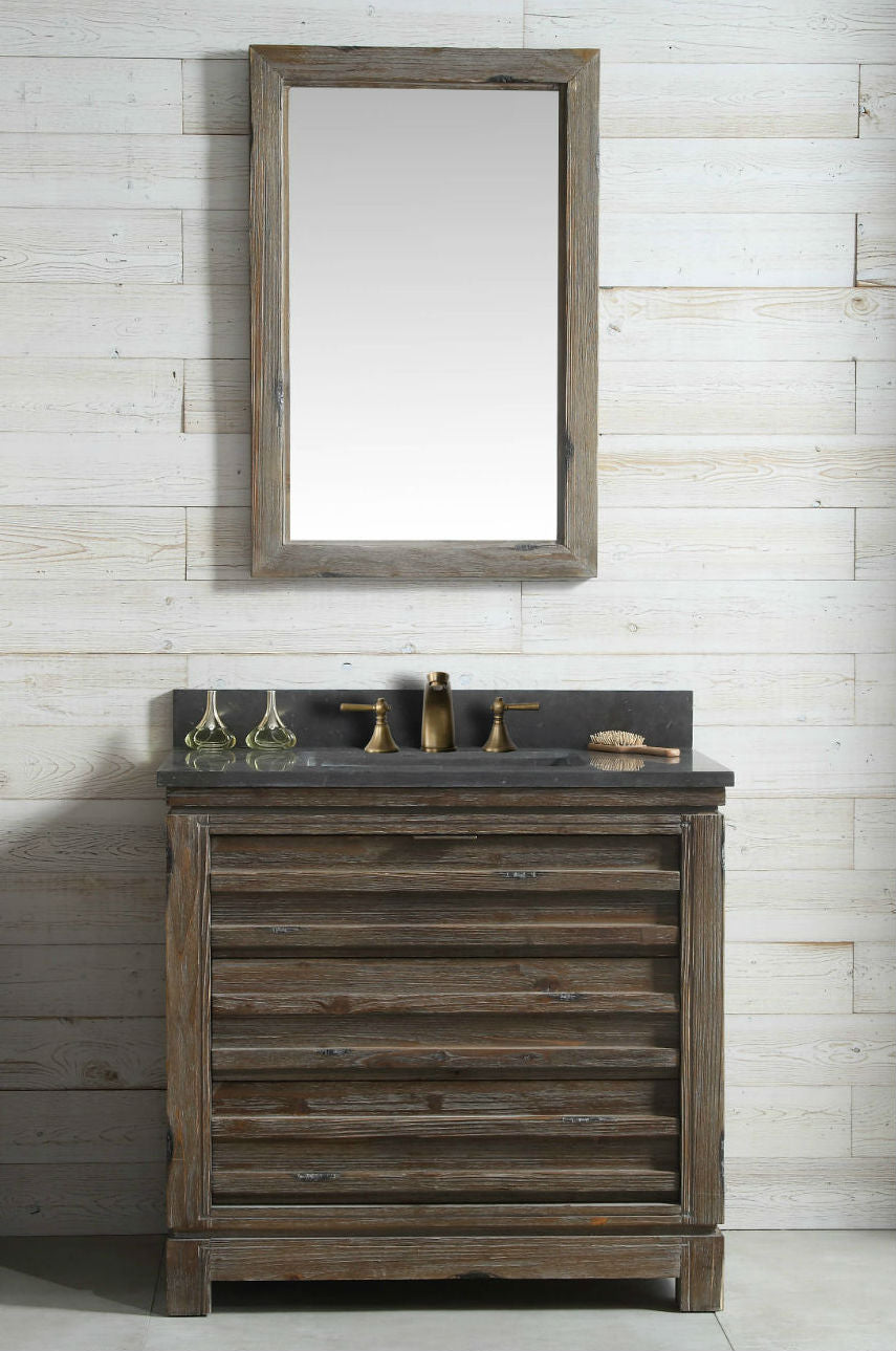 Legion Furniture 36" Wood Sink Vanity Match in Brown Rustic with Marble Wh 5136" Top -No Faucet - WH8436