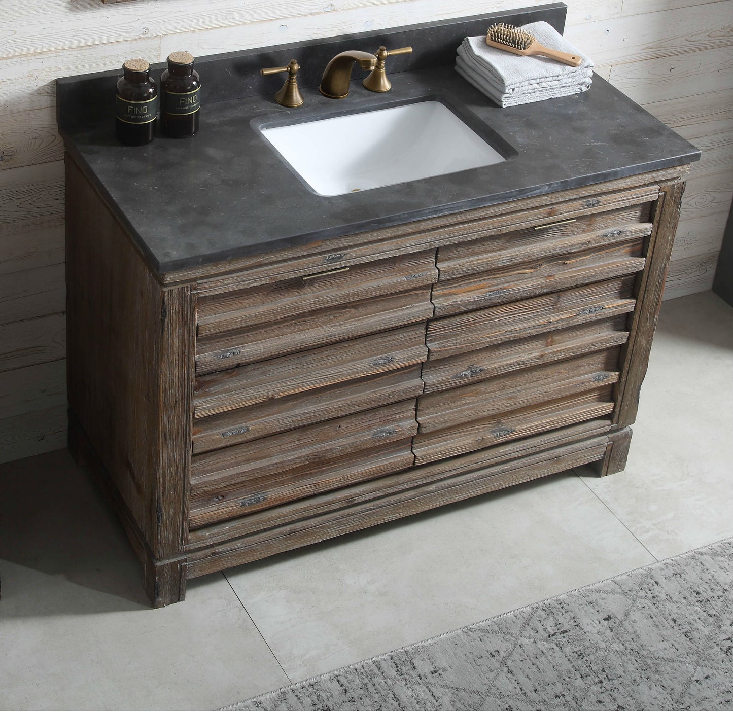 Legion Furniture 48" Wood Sink Vanity Match in Brown Rustic with Marble Wh 5148" Top -No Faucet - WH8448