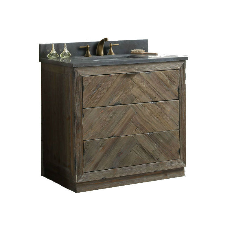 Legion Furniture 36" Wood Sink Vanity Match in Brown Rustic with Marble Wh 5136" Top -No Faucet - WH8536