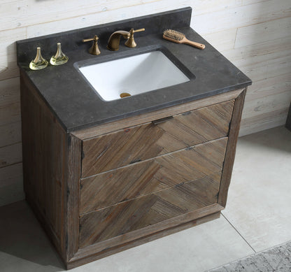 Legion Furniture 36" Wood Sink Vanity Match in Brown Rustic with Marble Wh 5136" Top -No Faucet - WH8536