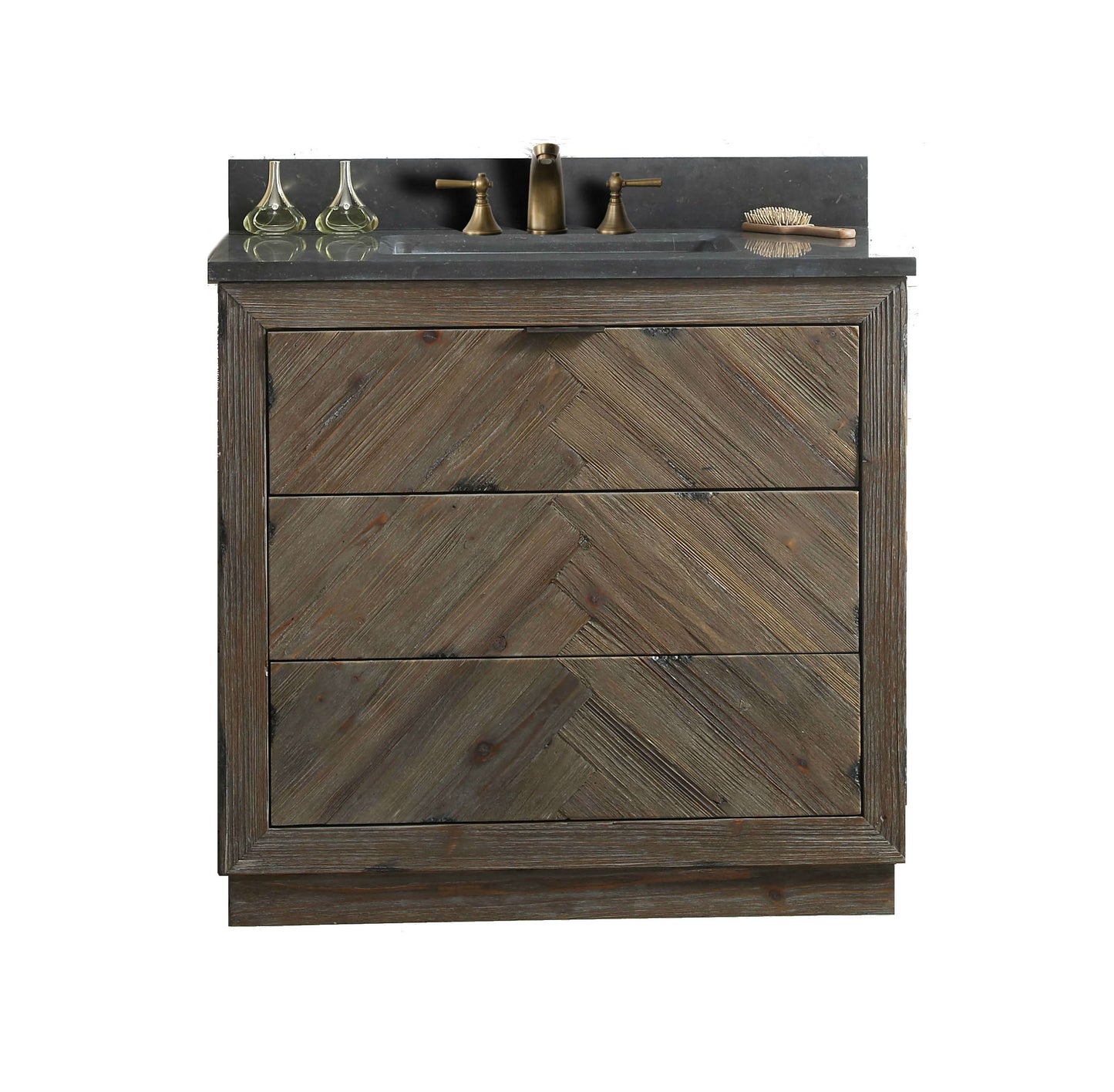 Legion Furniture 36" Wood Sink Vanity Match in Brown Rustic with Marble Wh 5136" Top -No Faucet - WH8536