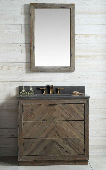 Legion Furniture 36" Wood Sink Vanity Match in Brown Rustic with Marble Wh 5136" Top -No Faucet - WH8536