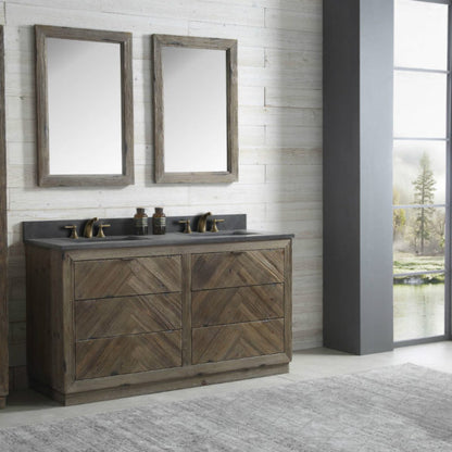 Legion Furniture 60" Wood Sink Vanity Match in Brown Rustic with Marble Wh 5160" Top -No Faucet - WH8560