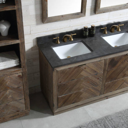 Legion Furniture 60" Wood Sink Vanity Match in Brown Rustic with Marble Wh 5160" Top -No Faucet - WH8560