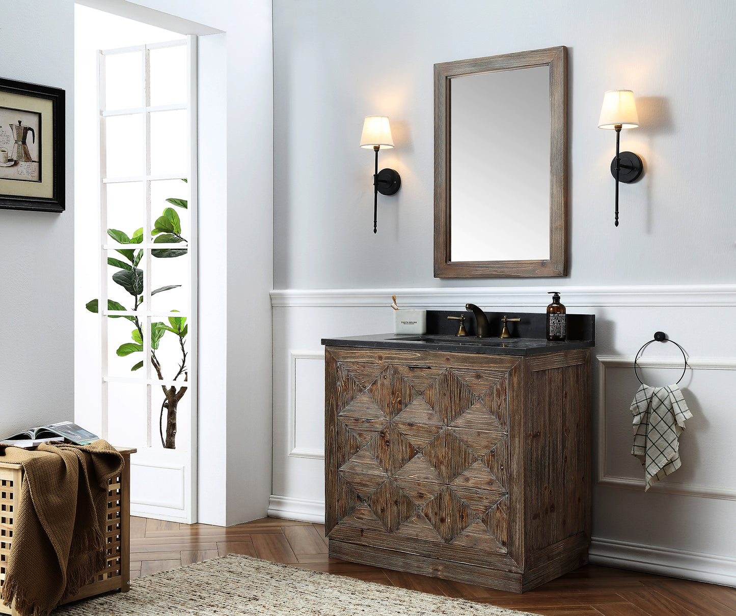 Legion Furniture 36" Wood Brown Sink Vanity Match with Marble Wh 5136" Top -No Faucet - WH8736