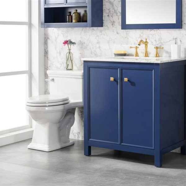 Legion Furniture 30" Blue Finish Sink Vanity Cabinet with Carrara White Top - WLF2130-B