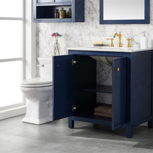 Legion Furniture 30" Blue Finish Sink Vanity Cabinet with Carrara White Top - WLF2130-B