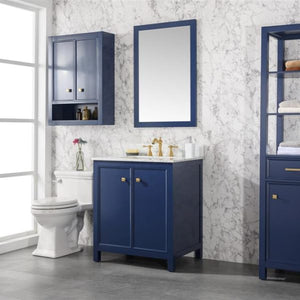 Legion Furniture 30" Blue Finish Sink Vanity Cabinet with Carrara White Top - WLF2130-B