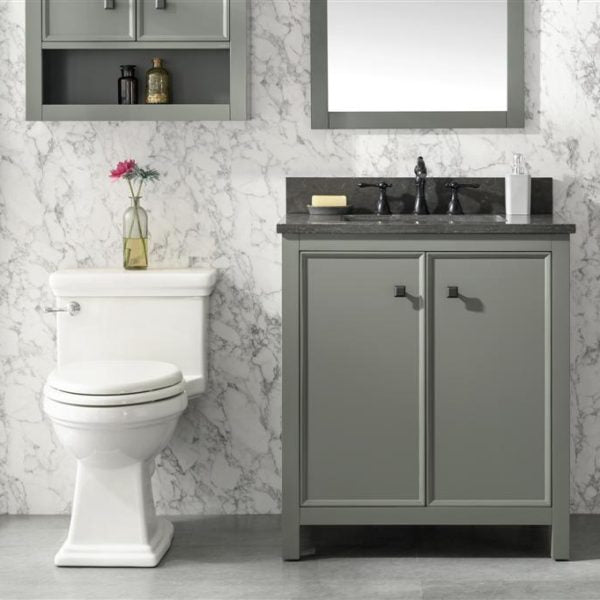 Legion Furniture 30" Pewter Green Finish Sink Vanity Cabinet with Blue Lime Stone Top - WLF2130-PG