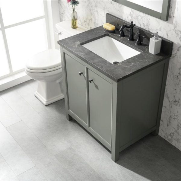 Legion Furniture 30" Pewter Green Finish Sink Vanity Cabinet with Blue Lime Stone Top - WLF2130-PG