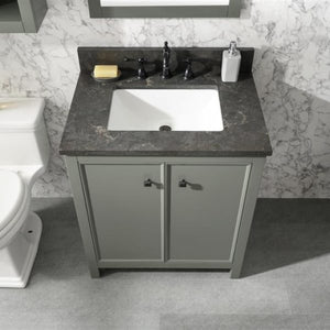 Legion Furniture 30" Pewter Green Finish Sink Vanity Cabinet with Blue Lime Stone Top - WLF2130-PG