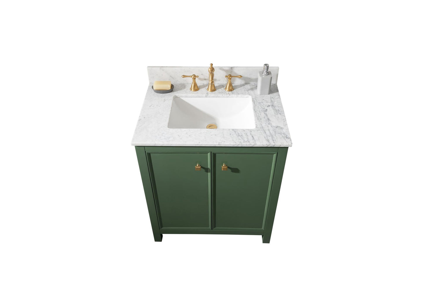 Legion Furniture 30" Vogue Green Finish Sink Vanity Cabinet with Carrara White Top - WLF2130-VG