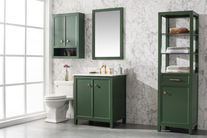 Legion Furniture 30" Vogue Green Finish Sink Vanity Cabinet with Carrara White Top - WLF2130-VG