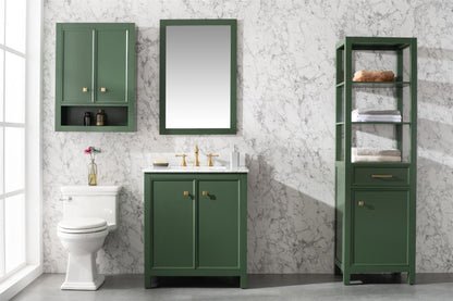 Legion Furniture 30" Vogue Green Finish Sink Vanity Cabinet with Carrara White Top - WLF2130-VG