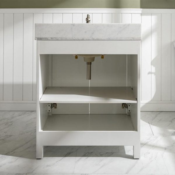 Legion Furniture 30" White Finish Sink Vanity Cabinet with Carrara White Top - WLF2130-W