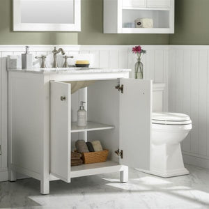 Legion Furniture 30" White Finish Sink Vanity Cabinet with Carrara White Top - WLF2130-W