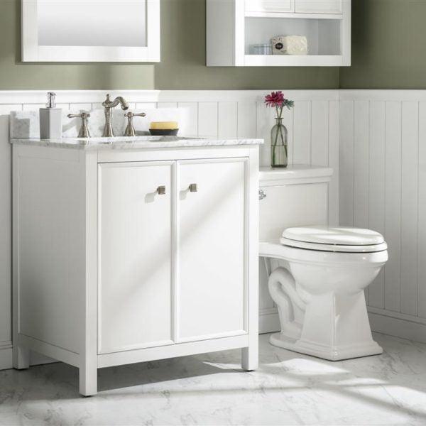 Legion Furniture 30" White Finish Sink Vanity Cabinet with Carrara White Top - WLF2130-W