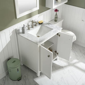 Legion Furniture 30" White Finish Sink Vanity Cabinet with Carrara White Top - WLF2130-W