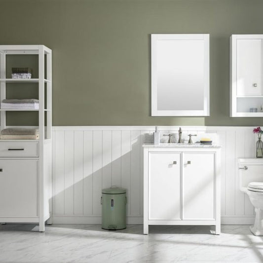 Legion Furniture 30" White Finish Sink Vanity Cabinet with Carrara White Top - WLF2130-W