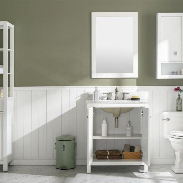 Legion Furniture 30" White Finish Sink Vanity Cabinet with Carrara White Top - WLF2130-W