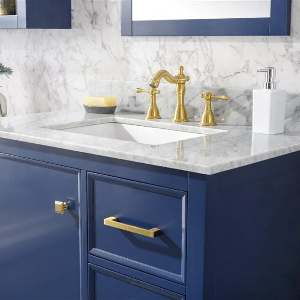 Legion WLF2136-B 36" Blue Finish Sink Vanity Cabinet with Carrara White Top, Front