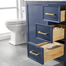 Load image into Gallery viewer, Legion WLF2136-B 36&quot; Blue Finish Sink Vanity Cabinet with Carrara White Top, Open Drawers