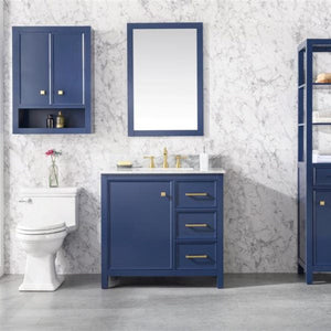 Legion WLF2136-B 36" Blue Finish Sink Vanity Cabinet with Carrara White Top , Front