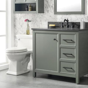 Legion Furniture 36" Pewter Green Finish Sink Vanity Cabinet with Blue Lime Stone Top - WLF2136-PG