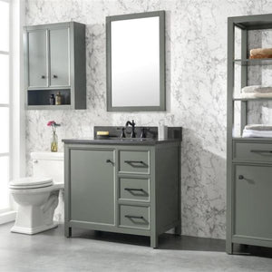 Legion Furniture 36" Pewter Green Finish Sink Vanity Cabinet with Blue Lime Stone Top - WLF2136-PG