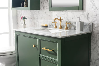 Legion Furniture 36" Vogue Green Finish Sink Vanity Cabinet with Carrara White Top - WLF2136-VG