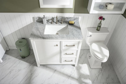 Legion Furniture 36" White Finish Sink Vanity Cabinet with Carrara White Top - WLF2136-W