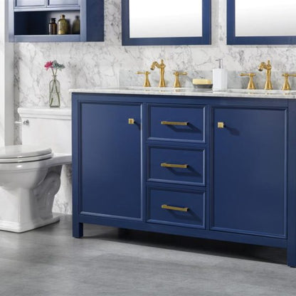 Legion Furniture 54" Blue Finish Double Sink Vanity Cabinet with Carrara White Top - WLF2154-B