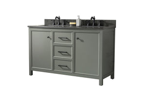 Legion Furniture 54" Pewter Green Finish Double Sink Vanity Cabinet with Blue Lime Stone Top - WLF2154-PG