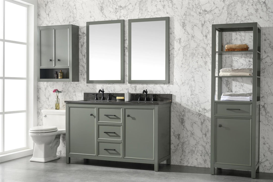 Legion Furniture 54" Pewter Green Finish Double Sink Vanity Cabinet with Blue Lime Stone Top - WLF2154-PG