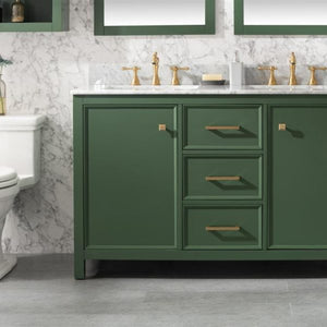 Legion Furniture 54" Vogue Green Finish Double Sink Vanity Cabinet with Carrara White Top - WLF2154-VG