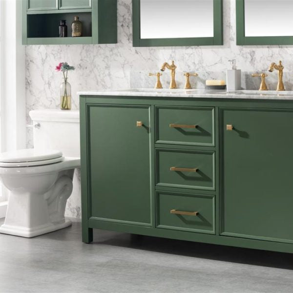 Legion Furniture 54" Vogue Green Finish Double Sink Vanity Cabinet with Carrara White Top - WLF2154-VG