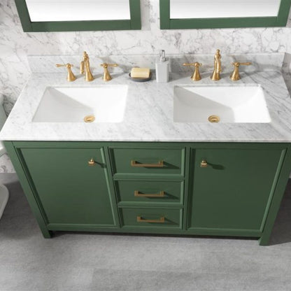 Legion Furniture 54" Vogue Green Finish Double Sink Vanity Cabinet with Carrara White Top - WLF2154-VG