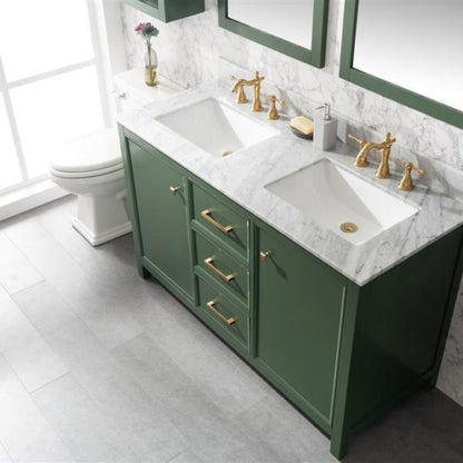 Legion Furniture 54" Vogue Green Finish Double Sink Vanity Cabinet with Carrara White Top - WLF2154-VG