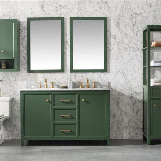 Legion Furniture 54" Vogue Green Finish Double Sink Vanity Cabinet with Carrara White Top - WLF2154-VG