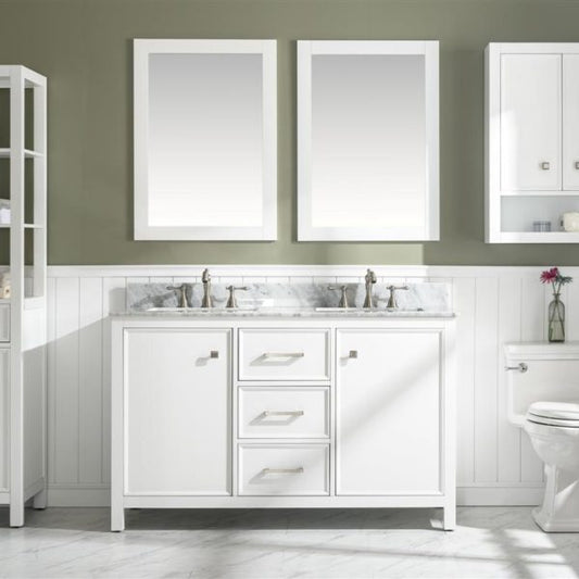 Legion Furniture 54" White Finish Double Sink Vanity Cabinet with Carrara White Top - WLF2154-W