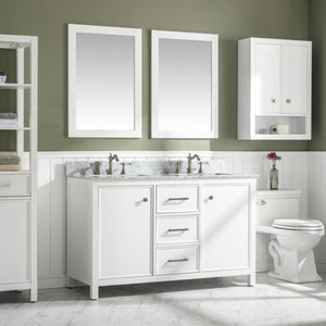 Legion Furniture 54" White Finish Double Sink Vanity Cabinet with Carrara White Top - WLF2154-W