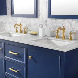 Legion Furniture 60" Blue Finish Double Sink Vanity Cabinet with Carrara White Top - WLF2160D-B