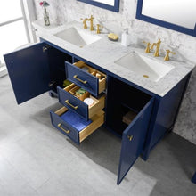 Load image into Gallery viewer, Legion Furniture 60&quot; Blue Finish Double Sink Vanity Cabinet with Carrara White Top - WLF2160D-B