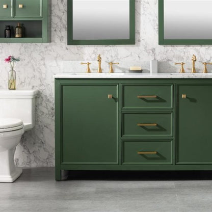 Legion Furniture 60" Vogue Green Finish Double Sink Vanity Cabinet with Carrara White Top - WLF2160D-VG