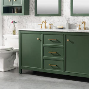 Legion Furniture 60" Vogue Green Finish Double Sink Vanity Cabinet with Carrara White Top - WLF2160D-VG