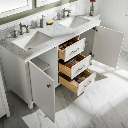 Legion Furniture 60" White Finish Double Sink Vanity Cabinet with Carrara White Top - WLF2160D-W