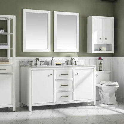 Legion Furniture 60" White Finish Double Sink Vanity Cabinet with Carrara White Top - WLF2160D-W