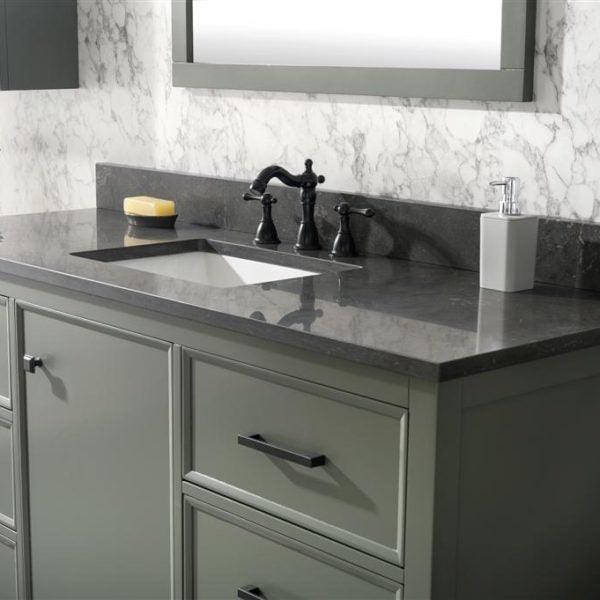 Legion Furniture 60" Pewter Green Finish Single Sink Vanity Cabinet with Blue Lime Stone Top - WLF2160S-PG
