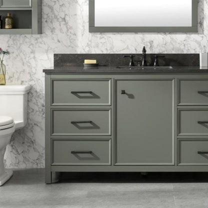 Legion Furniture 60" Pewter Green Finish Single Sink Vanity Cabinet with Blue Lime Stone Top - WLF2160S-PG